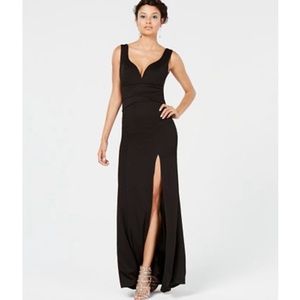 Sweetheart Side-Slit Black Gown